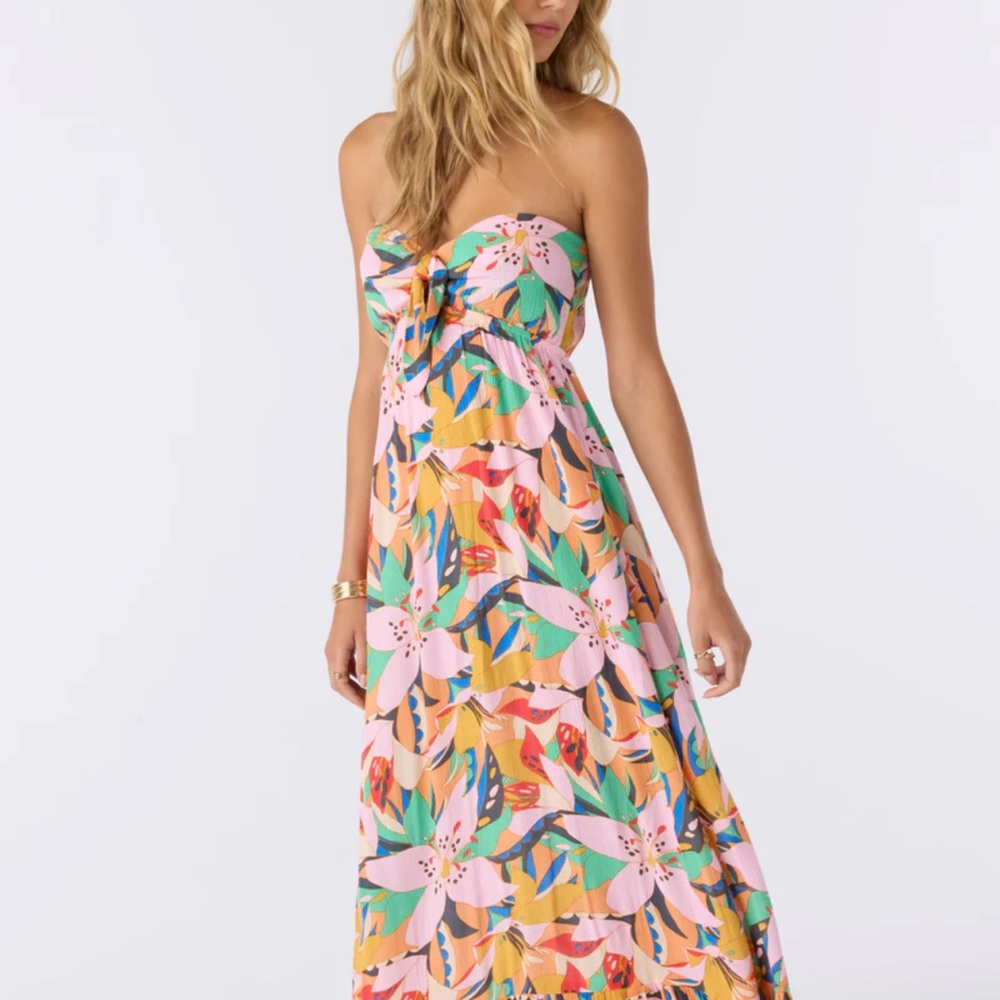 O'Neill Orange Pink Strapless Sundress Resort Wear